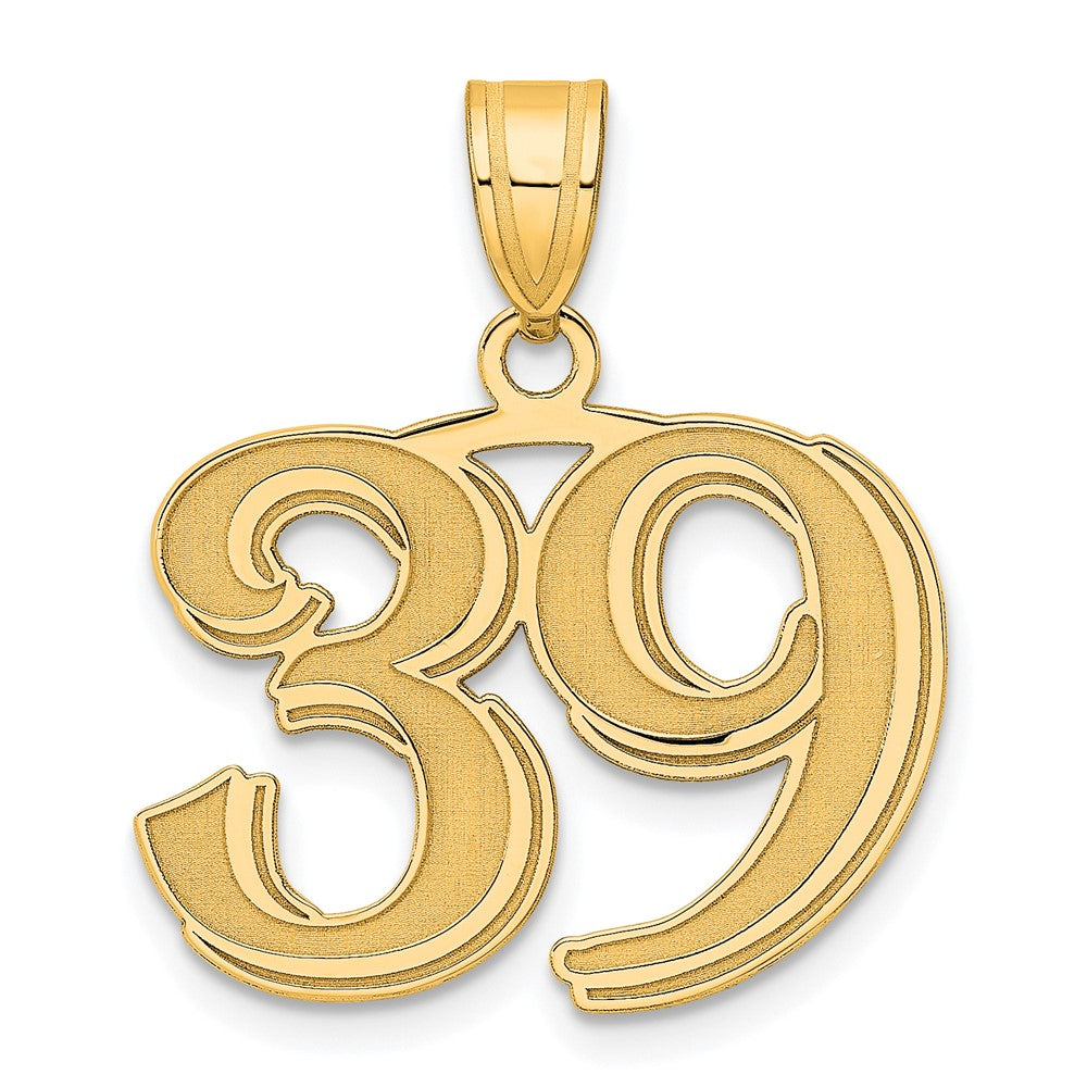Charlie & Co Jewelry | 14k Polished Etched Number 39 Pendant - Model AEN39