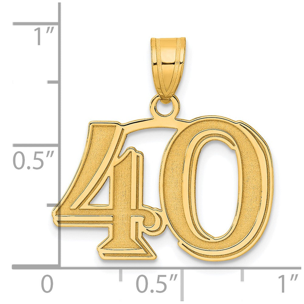 Charlie & Co Jewelry | 14k Polished Etched Number 40 Pendant - Model AEN40