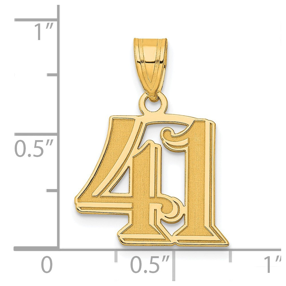 Charlie & Co Jewelry | 14k Polished Etched Number 41 Pendant - Model AEN41