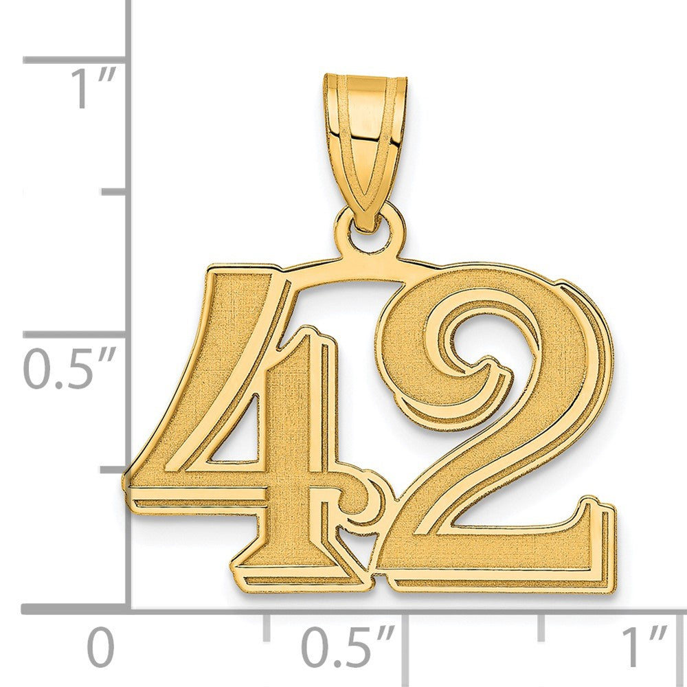 Charlie & Co Jewelry | 14k Polished Etched Number 42 Pendant - Model AEN42