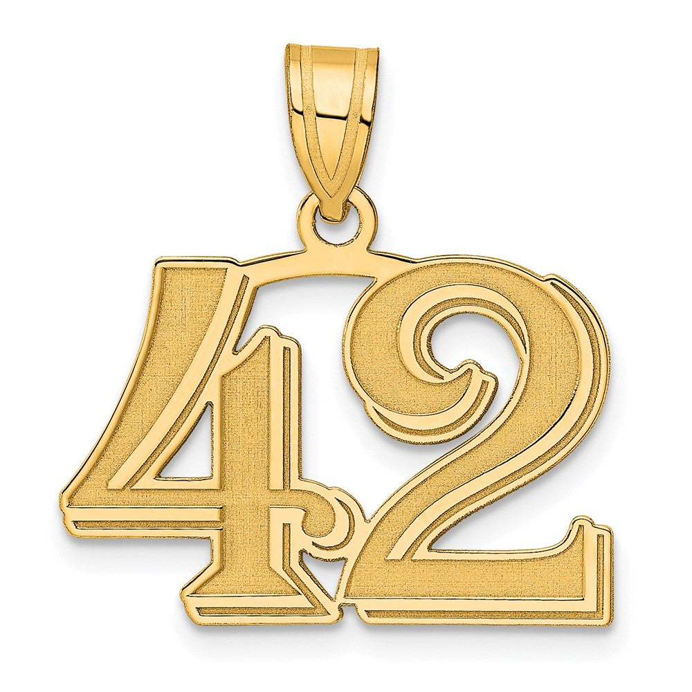 Charlie & Co Jewelry | 14k Polished Etched Number 42 Pendant - Model AEN42