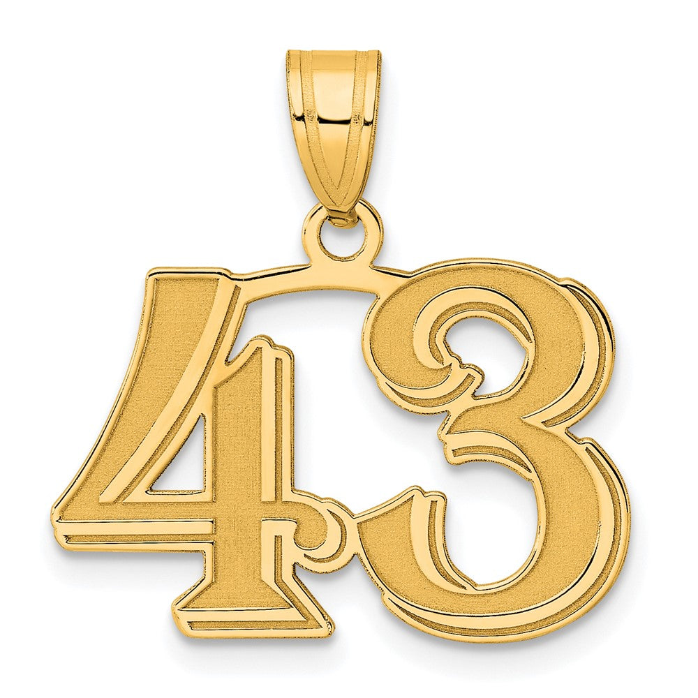 Charlie & Co Jewelry | 14k Polished Etched Number 43 Pendant - Model AEN43