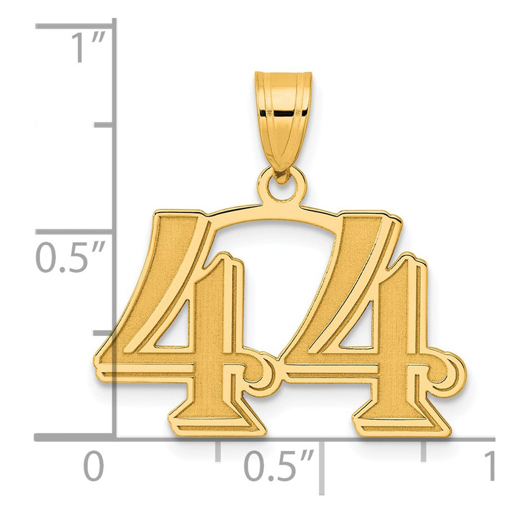 Charlie & Co Jewelry | 14k Polished Etched Number 44 Pendant - Model AEN44