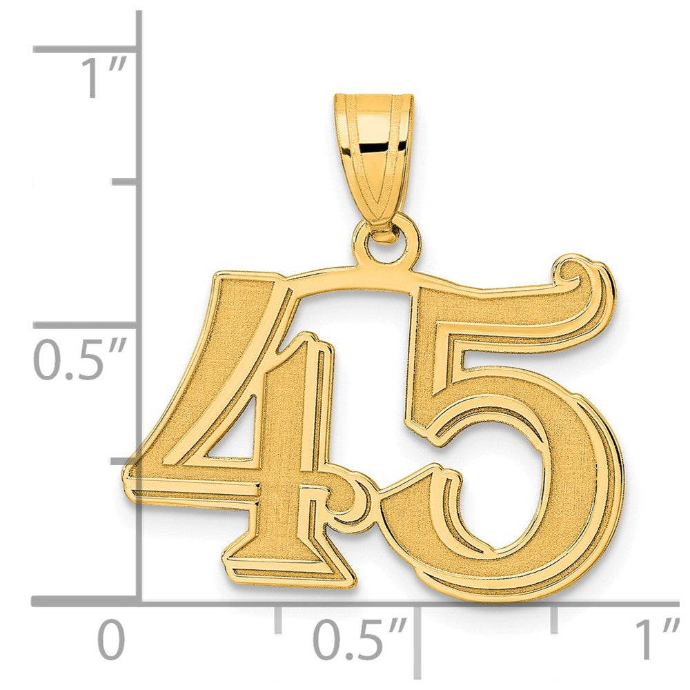 Charlie & Co Jewelry | 14k Polished Etched Number 45 Pendant - Model AEN45