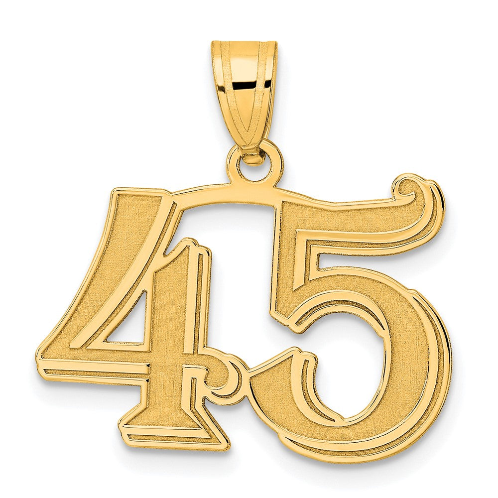 Charlie & Co Jewelry | 14k Polished Etched Number 45 Pendant - Model AEN45