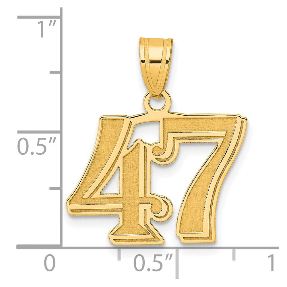 Charlie & Co Jewelry | 14k Polished Etched Number 47 Pendant - Model AEN47