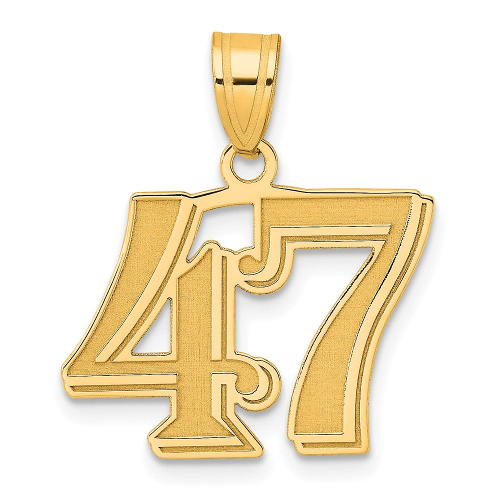 Charlie & Co Jewelry | 14k Polished Etched Number 47 Pendant - Model AEN47
