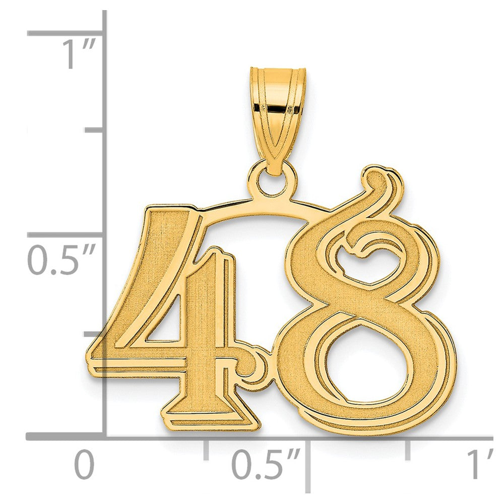 Charlie & Co Jewelry | 14k Polished Etched Number 48 Pendant - Model AEN48