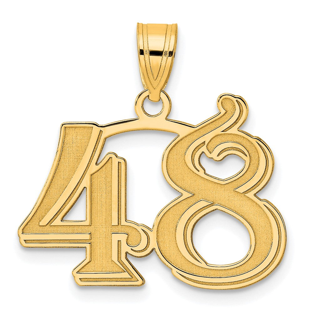 Charlie & Co Jewelry | 14k Polished Etched Number 48 Pendant - Model AEN48