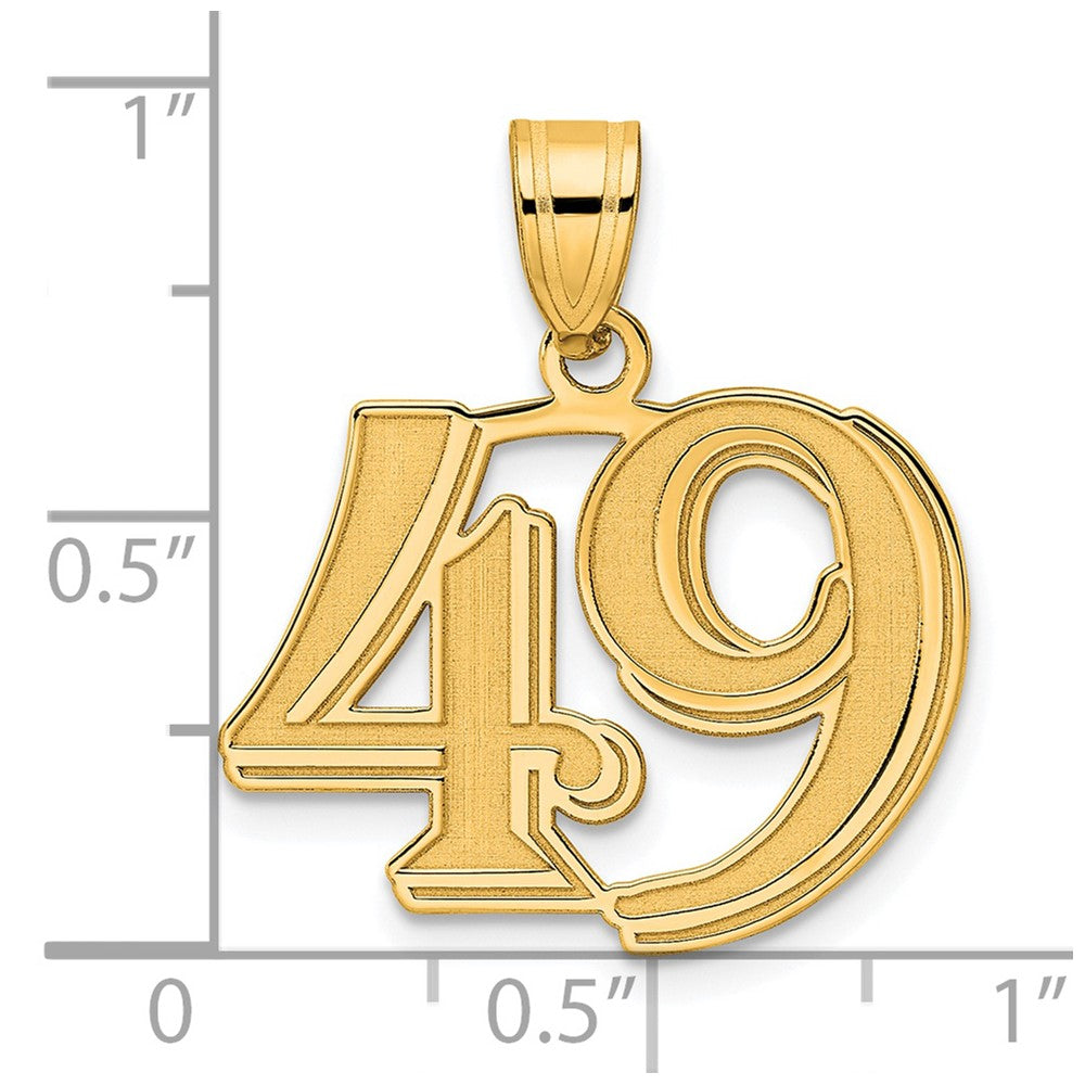 Charlie & Co Jewelry | 14k Polished Etched Number 49 Pendant - Model AEN49
