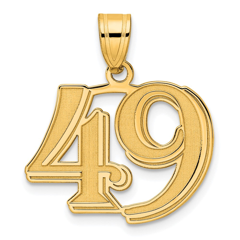 Charlie & Co Jewelry | 14k Polished Etched Number 49 Pendant - Model AEN49