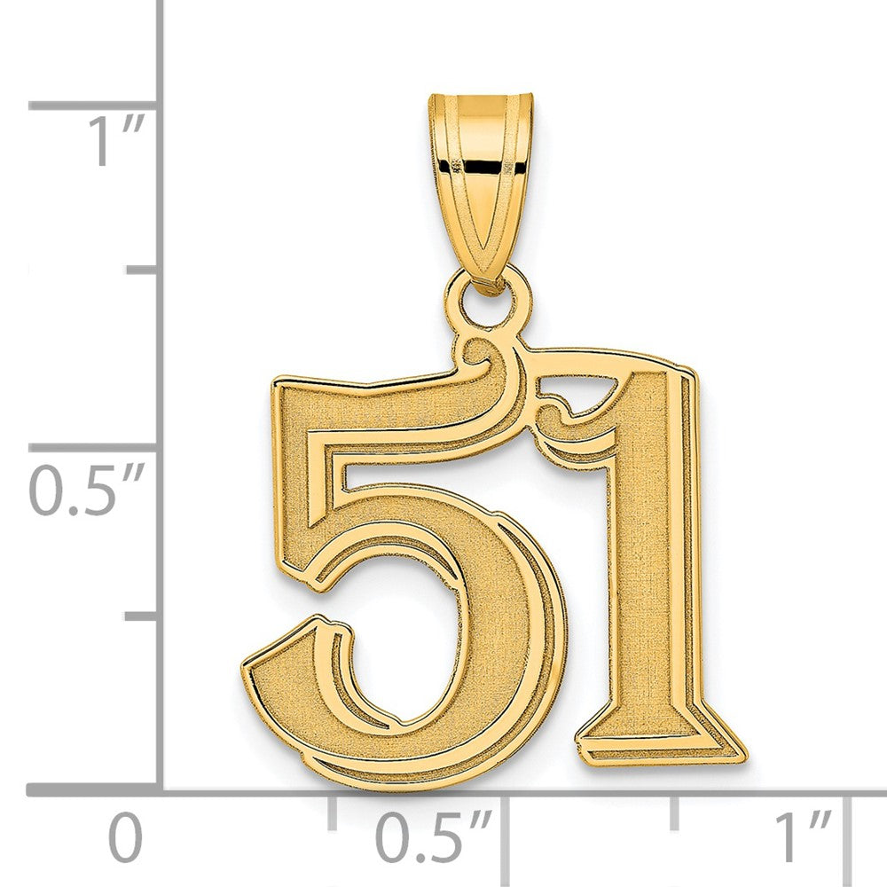 Charlie & Co Jewelry | 14k Polished Etched Number 51 Pendant - Model AEN51
