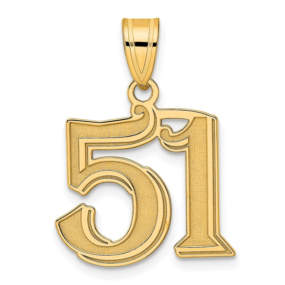 Charlie & Co Jewelry | 14k Polished Etched Number 51 Pendant - Model AEN51
