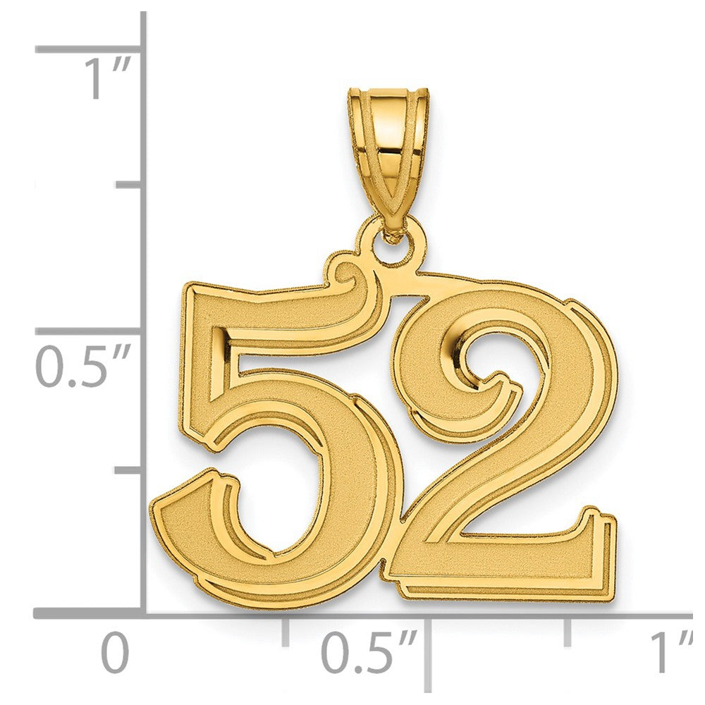 Charlie & Co Jewelry | 14k Polished Etched Number 52 Pendant - Model AEN52
