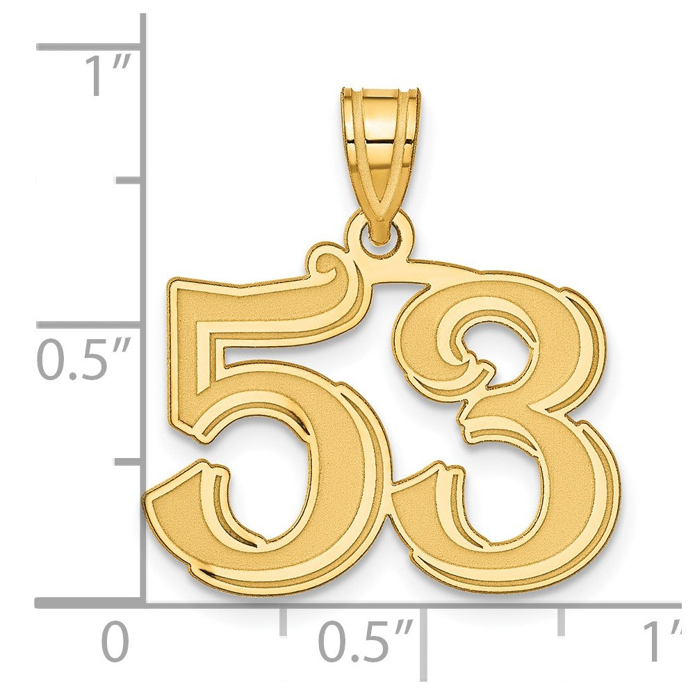 Charlie & Co Jewelry | 14k Polished Etched Number 53 Pendant - Model AEN53