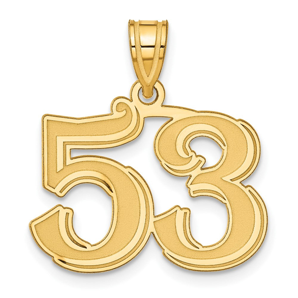Charlie & Co Jewelry | 14k Polished Etched Number 53 Pendant - Model AEN53