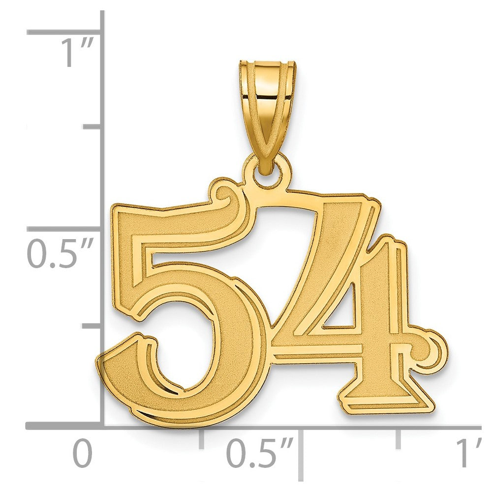 Charlie & Co Jewelry | 14k Polished Etched Number 54 Pendant - Model AEN54