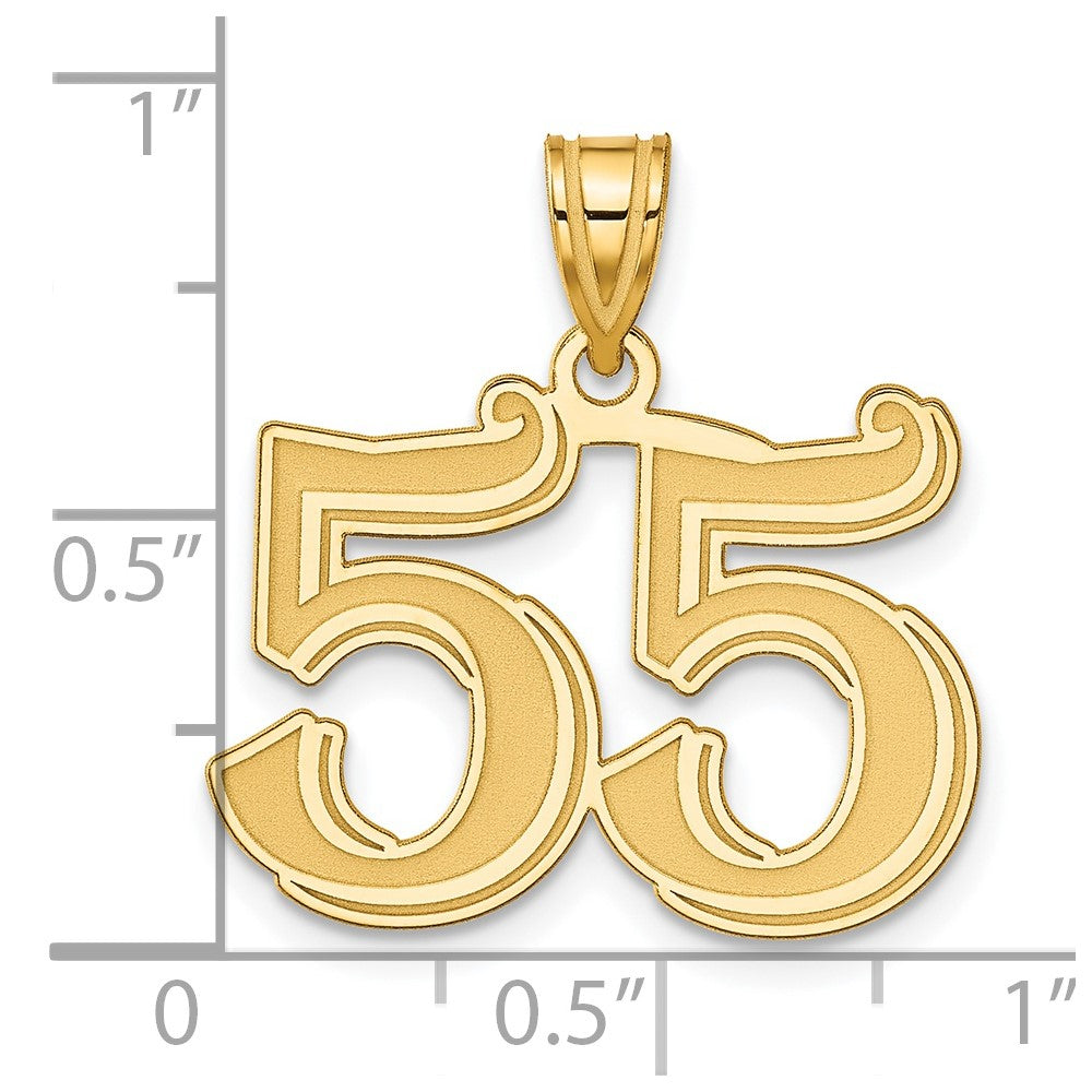 Charlie & Co Jewelry | 14k Polished Etched Number 55 Pendant - Model AEN55