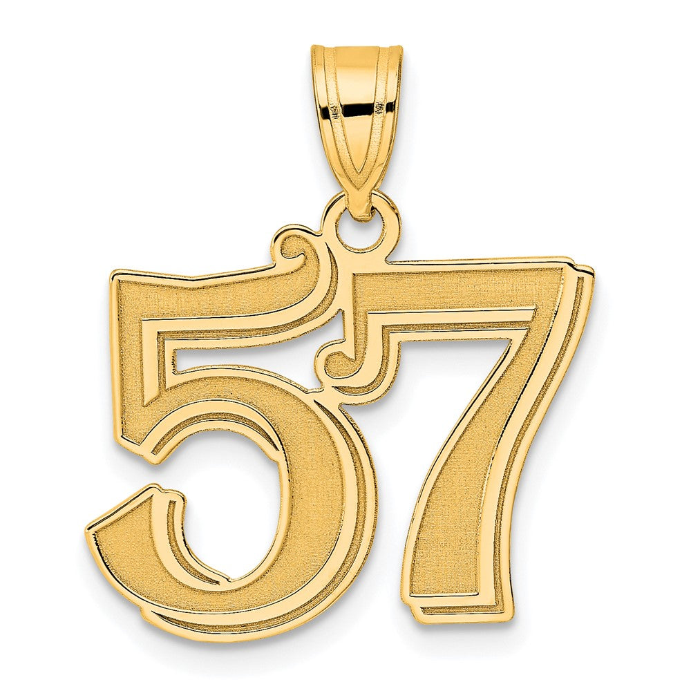 Charlie & Co Jewelry | 14k Polished Etched Number 57 Pendant - Model AEN57