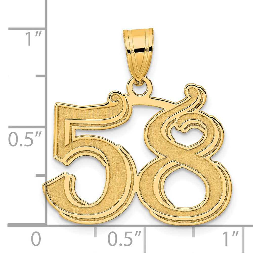 Charlie & Co Jewelry | 14k Polished Etched Number 58 Pendant - Model AEN58