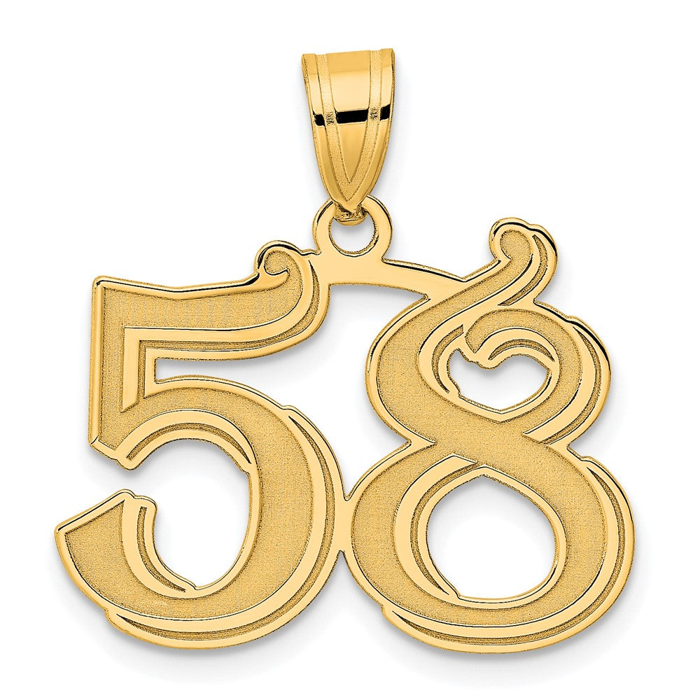Charlie & Co Jewelry | 14k Polished Etched Number 58 Pendant - Model AEN58