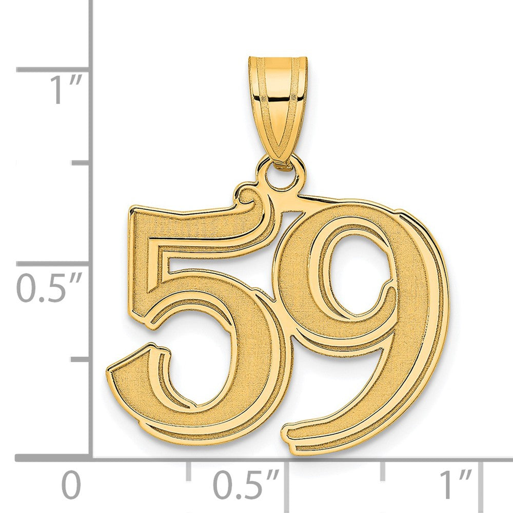 Charlie & Co Jewelry | 14k Polished Etched Number 59 Pendant - Model AEN59