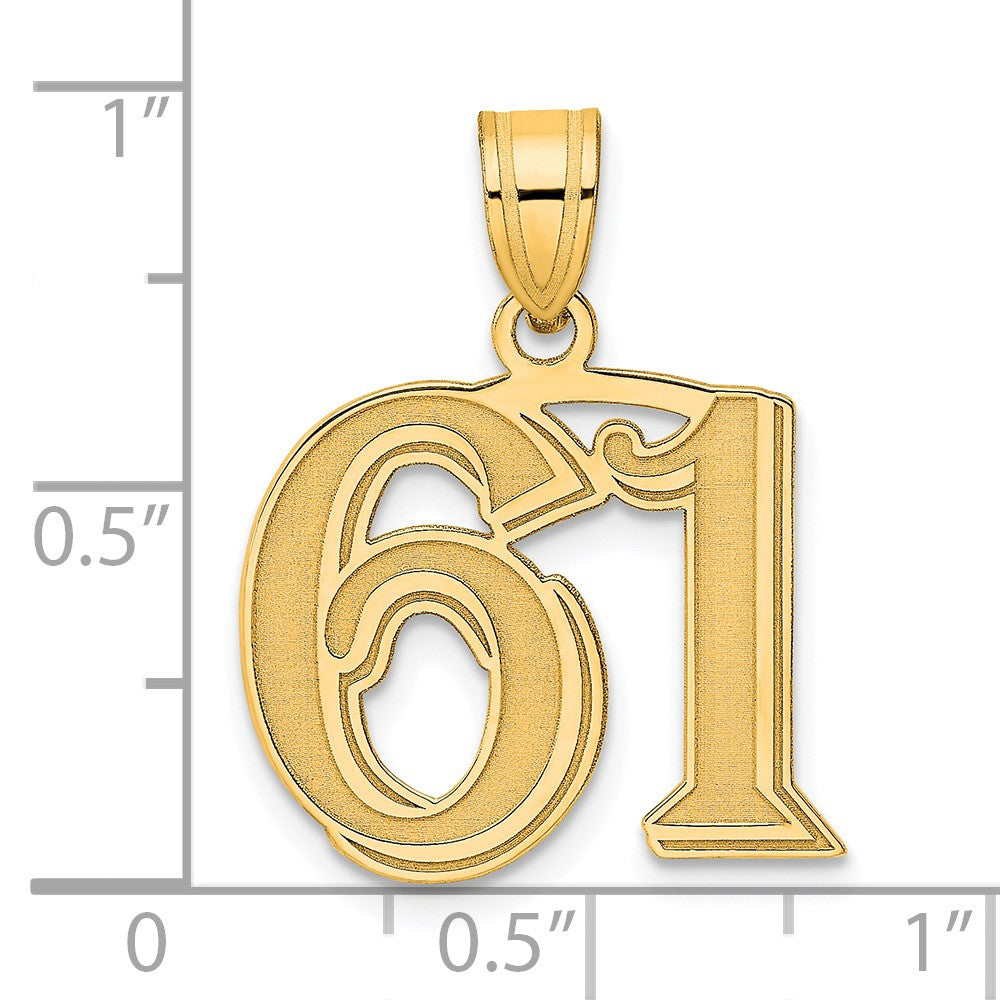 Charlie & Co Jewelry | 14k Polished Etched Number 61 Pendant - Model AEN61