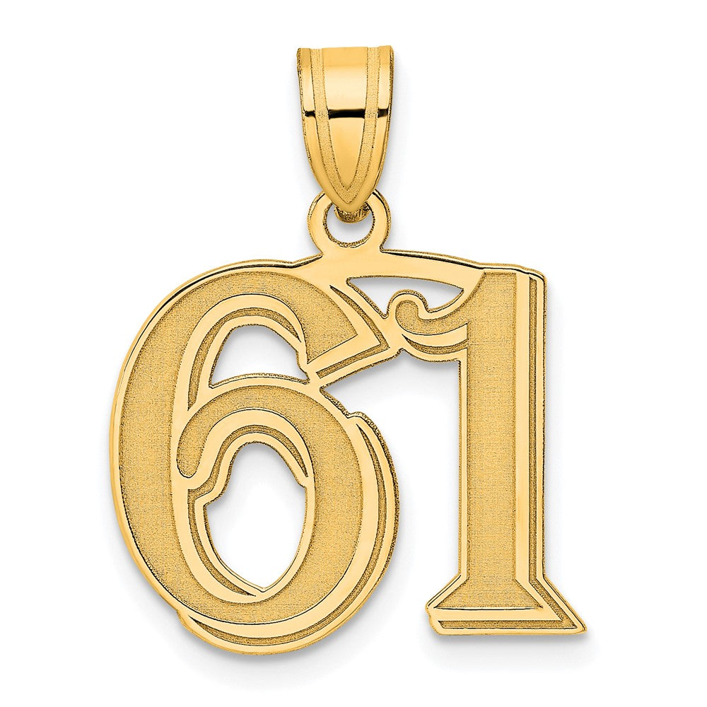 Charlie & Co Jewelry | 14k Polished Etched Number 61 Pendant - Model AEN61