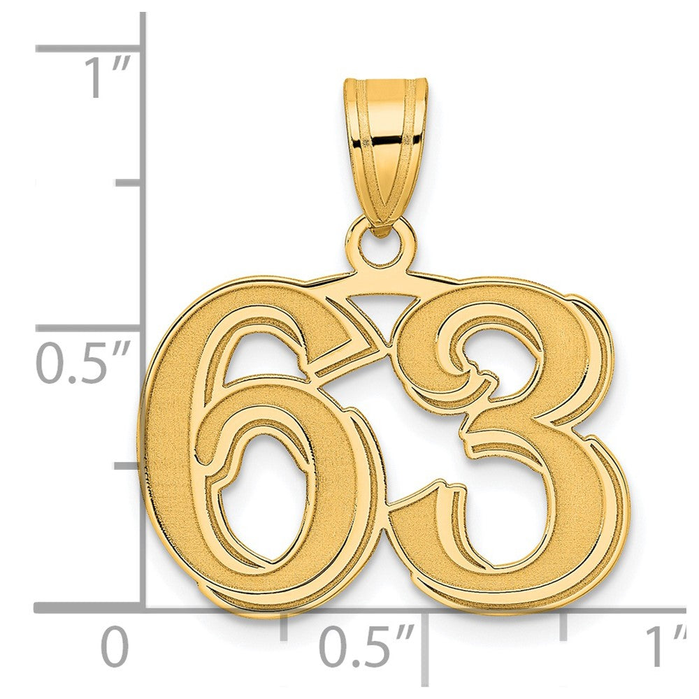 Charlie & Co Jewelry | 14k Polished Etched Number 63 Pendant - Model AEN63