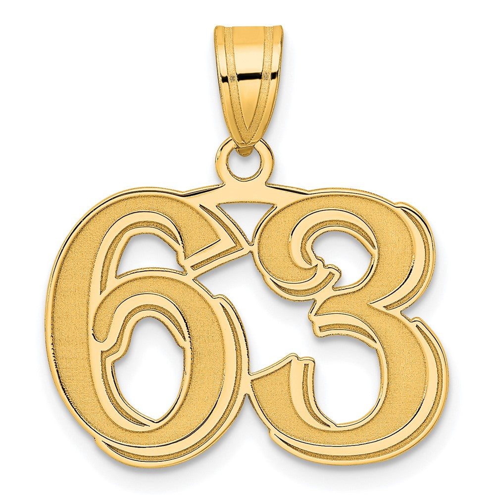 Charlie & Co Jewelry | 14k Polished Etched Number 63 Pendant - Model AEN63