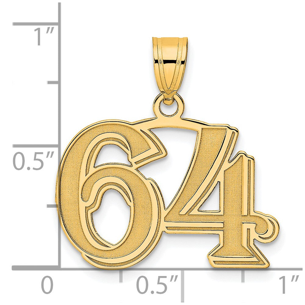 Charlie & Co Jewelry | 14k Polished Etched Number 64 Pendant - Model AEN64
