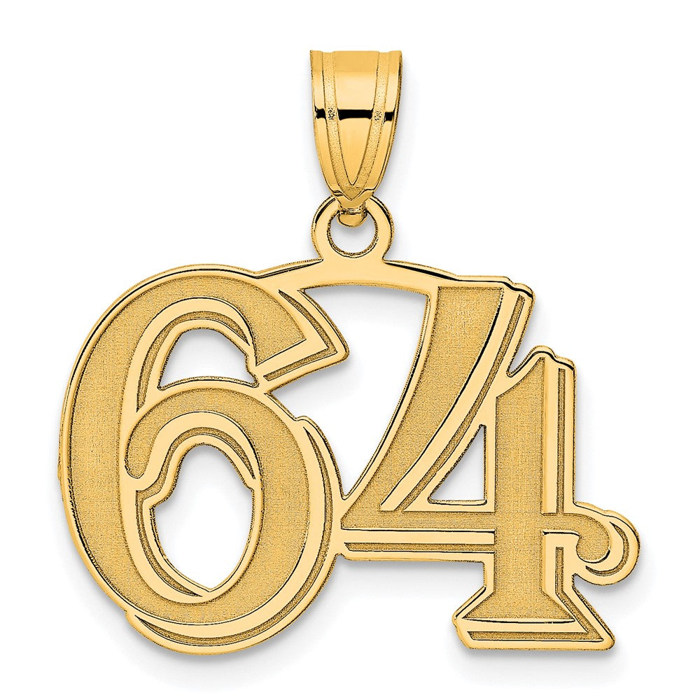 Charlie & Co Jewelry | 14k Polished Etched Number 64 Pendant - Model AEN64