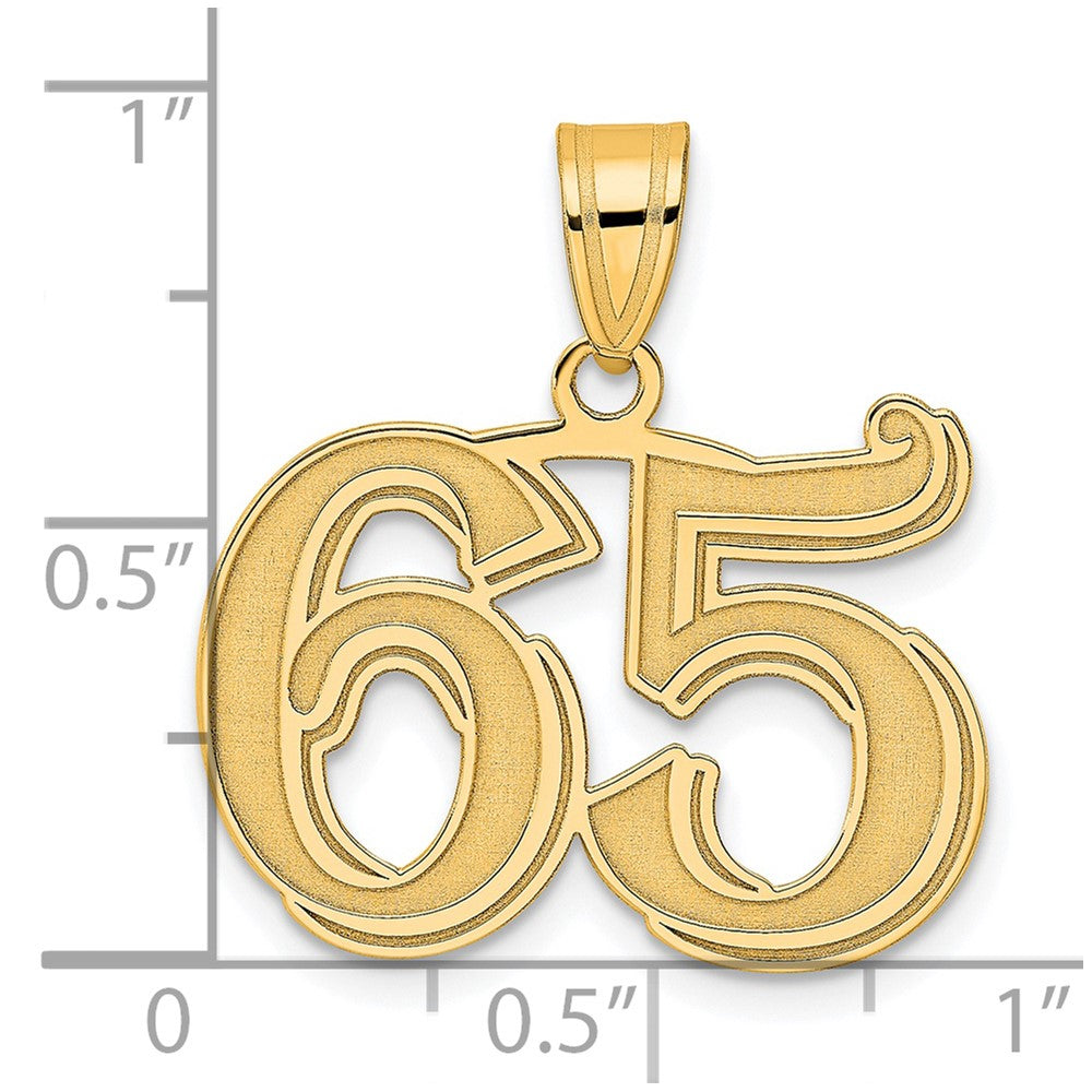 Charlie & Co Jewelry | 14k Polished Etched Number 65 Pendant - Model AEN65