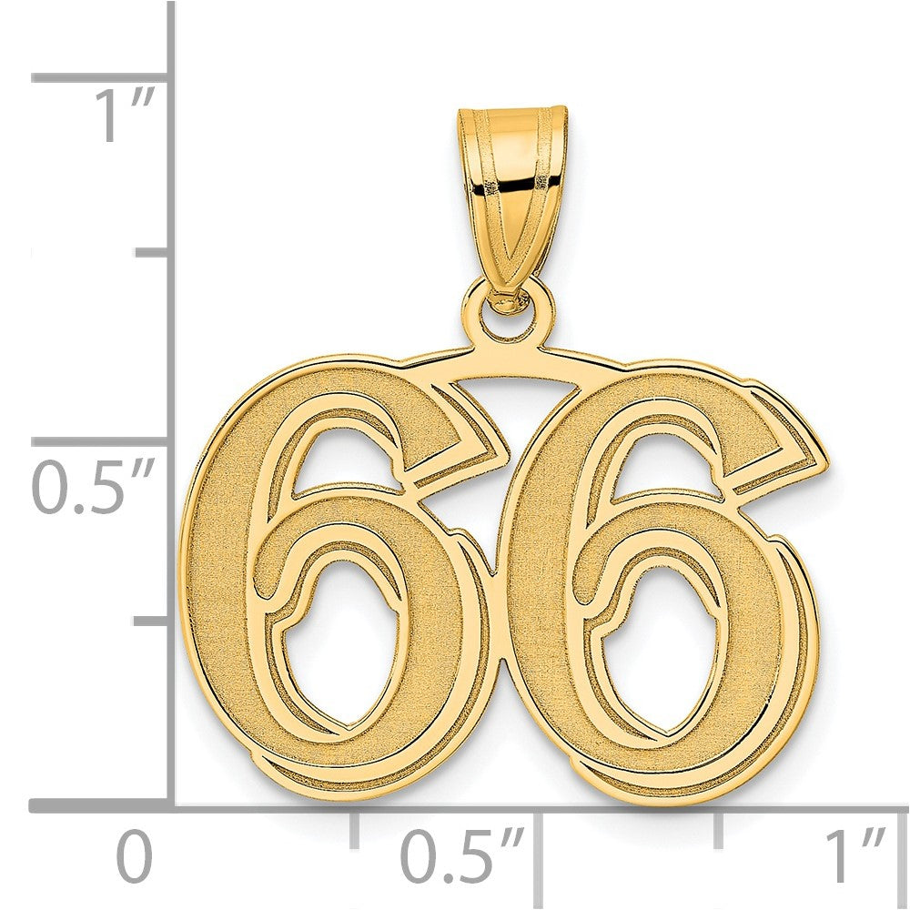 Charlie & Co Jewelry | 14k Polished Etched Number 66 Pendant - Model AEN66