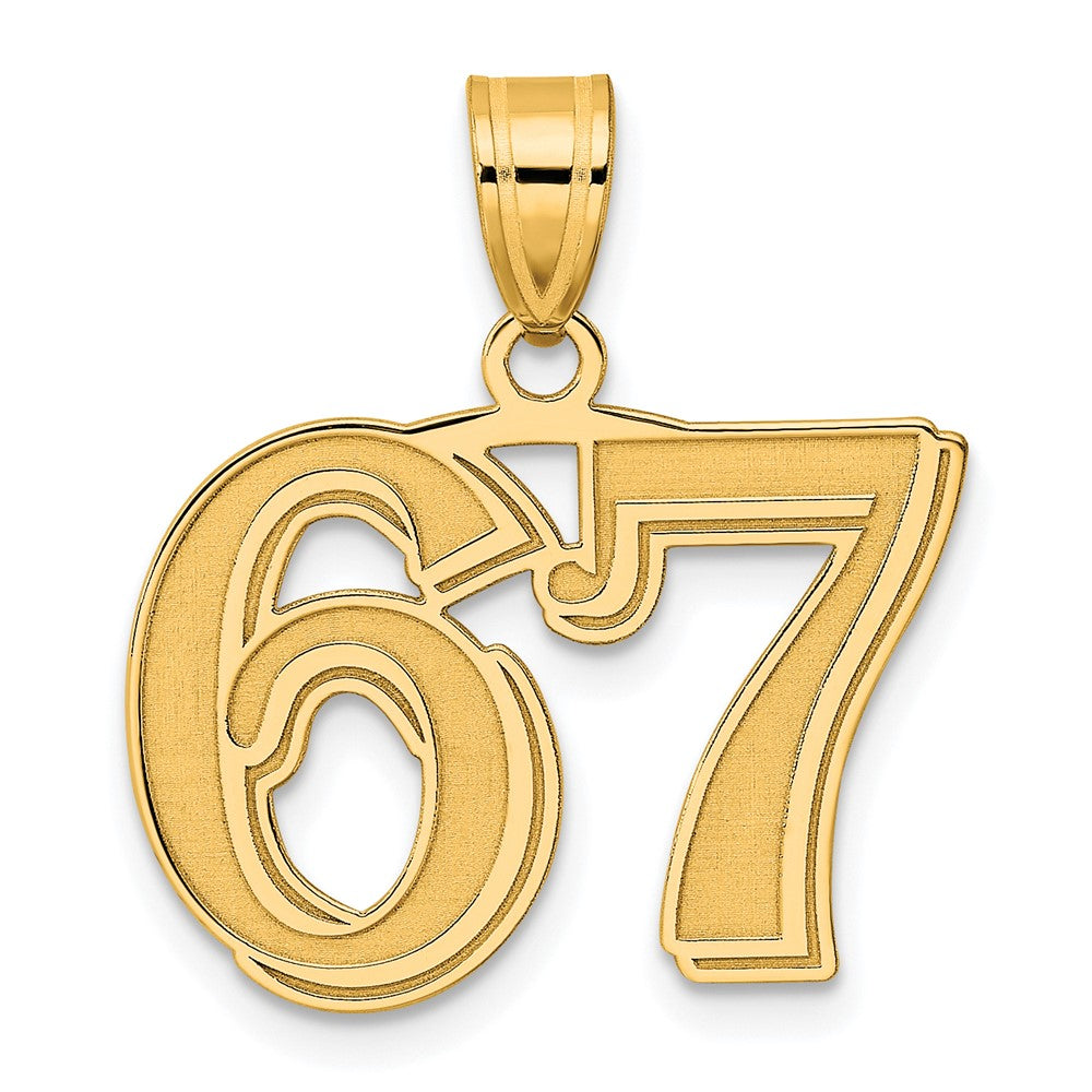 Charlie & Co Jewelry | 14k Polished Etched Number 67 Pendant - Model AEN67