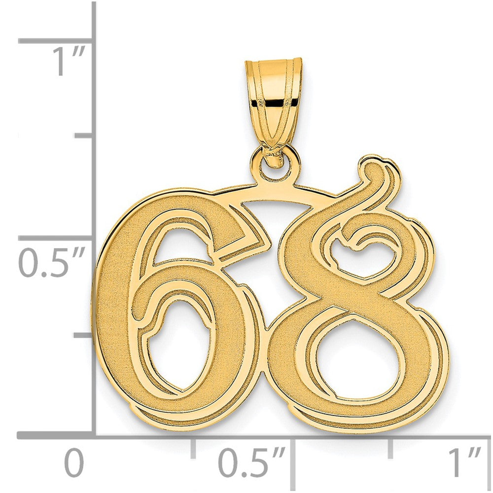 Charlie & Co Jewelry | 14k Polished Etched Number 68 Pendant - Model AEN68