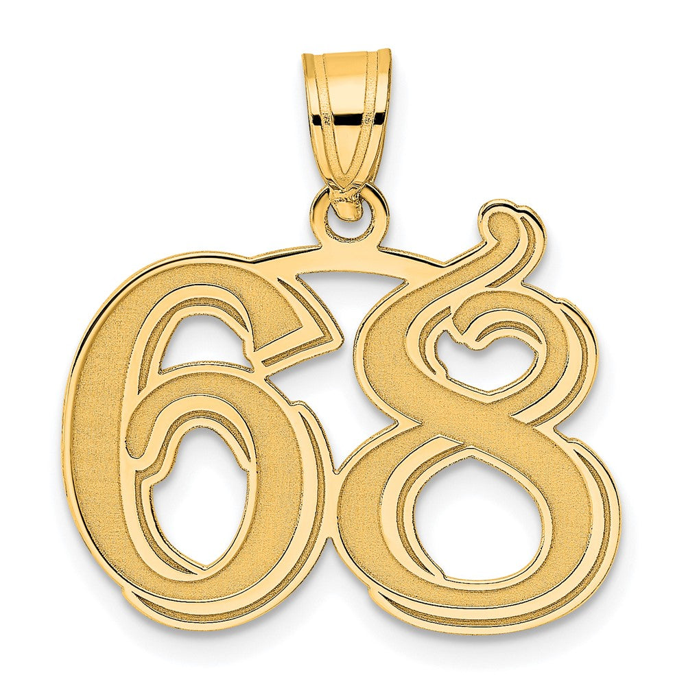 Charlie & Co Jewelry | 14k Polished Etched Number 68 Pendant - Model AEN68