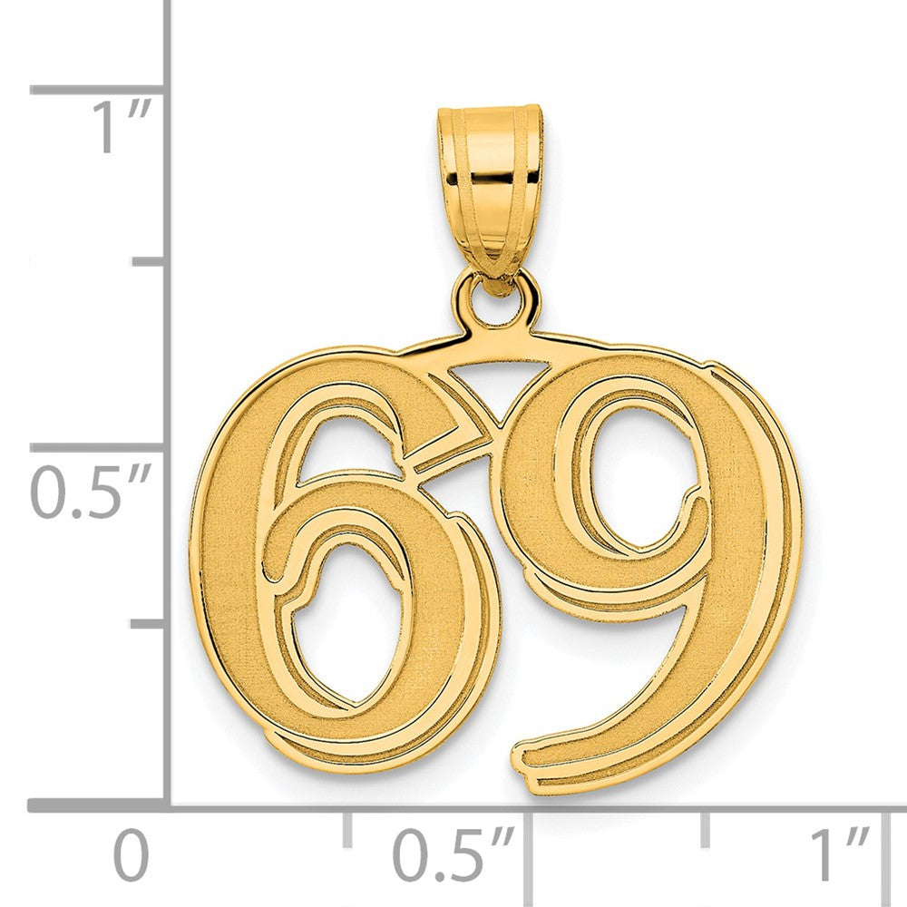 Charlie & Co Jewelry | 14k Polished Etched Number 69 Pendant - Model AEN69