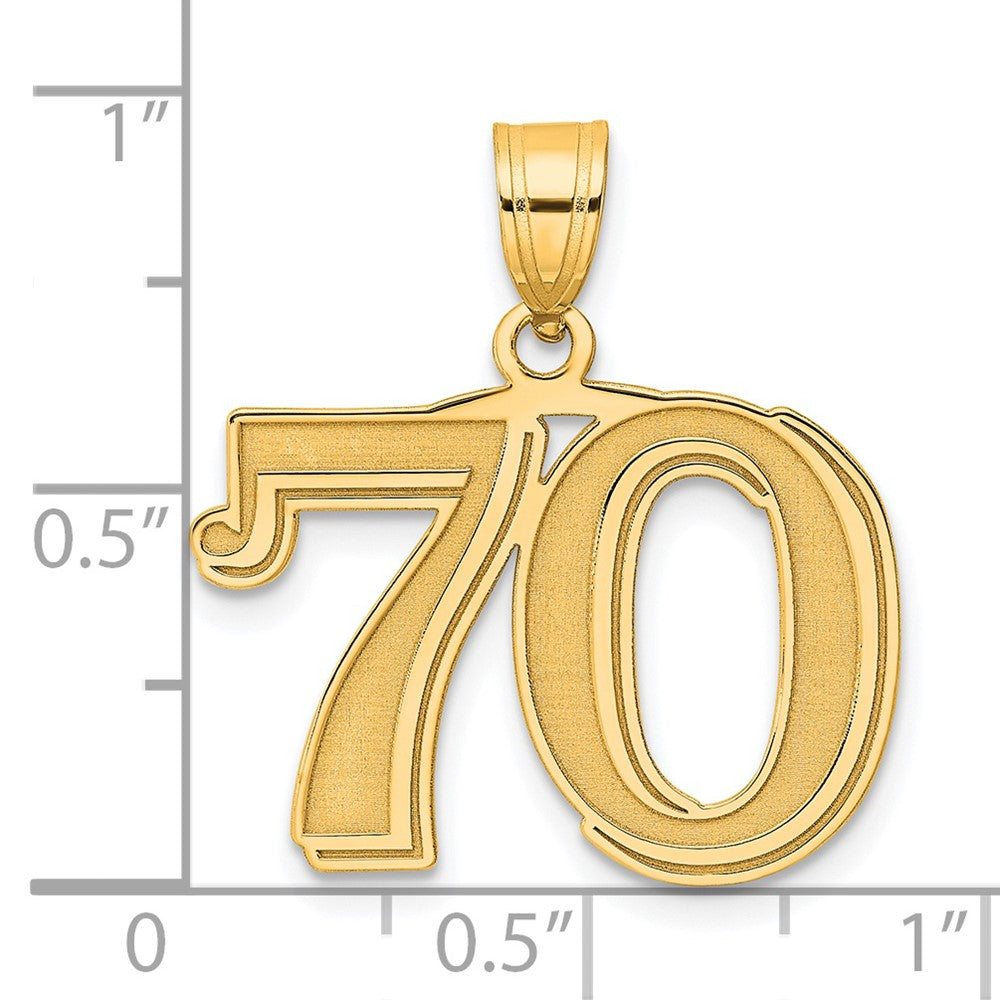 Charlie & Co Jewelry | 14k Polished Etched Number 70 Pendant - Model AEN70