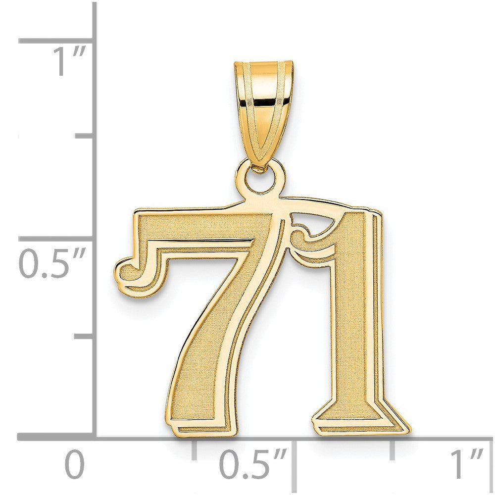 Charlie & Co Jewelry | 14k Polished Etched Number 71 Pendant - Model AEN71