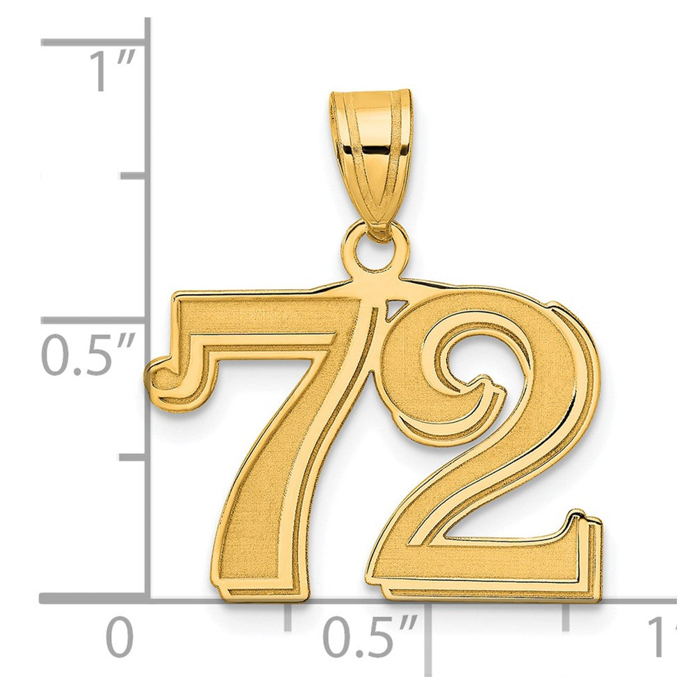 Charlie & Co Jewelry | 14k Polished Etched Number 72 Pendant - Model AEN72