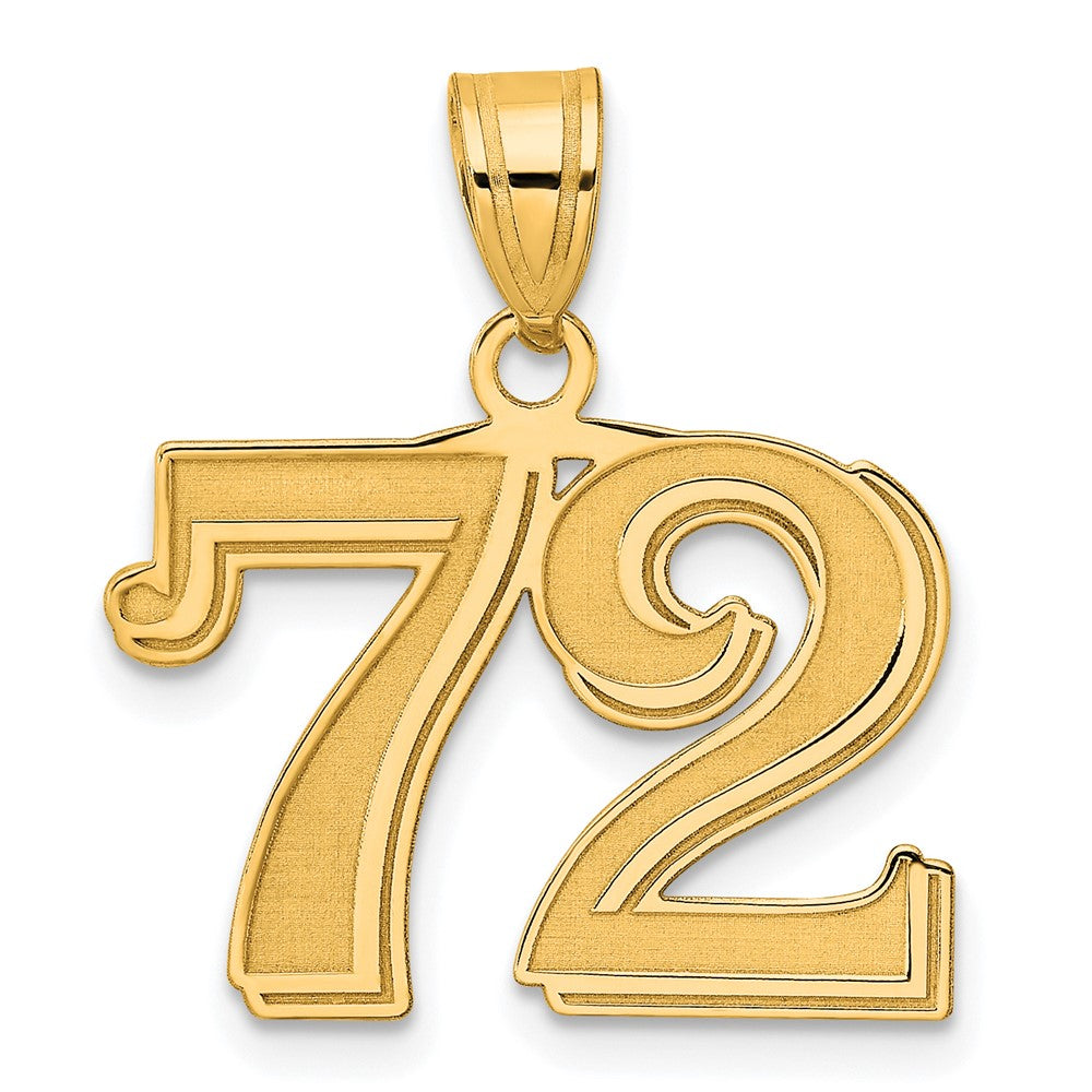 Charlie & Co Jewelry | 14k Polished Etched Number 72 Pendant - Model AEN72