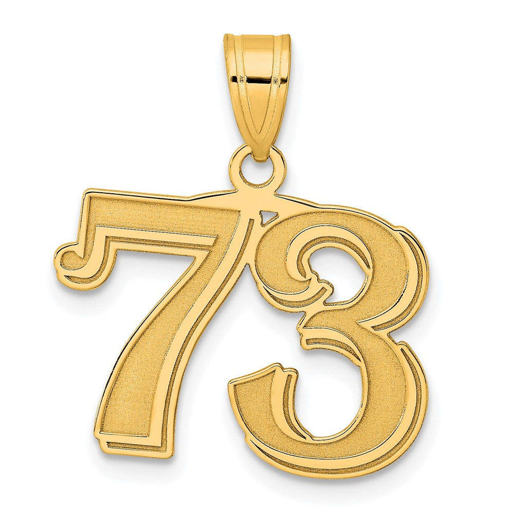 Charlie & Co Jewelry | 14k Polished Etched Number 73 Pendant - Model AEN73
