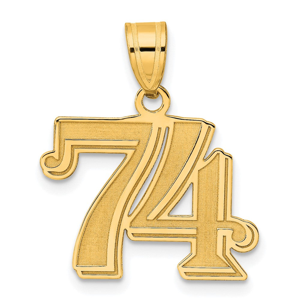 Charlie & Co Jewelry | 14k Polished Etched Number 74 Pendant - Model AEN74