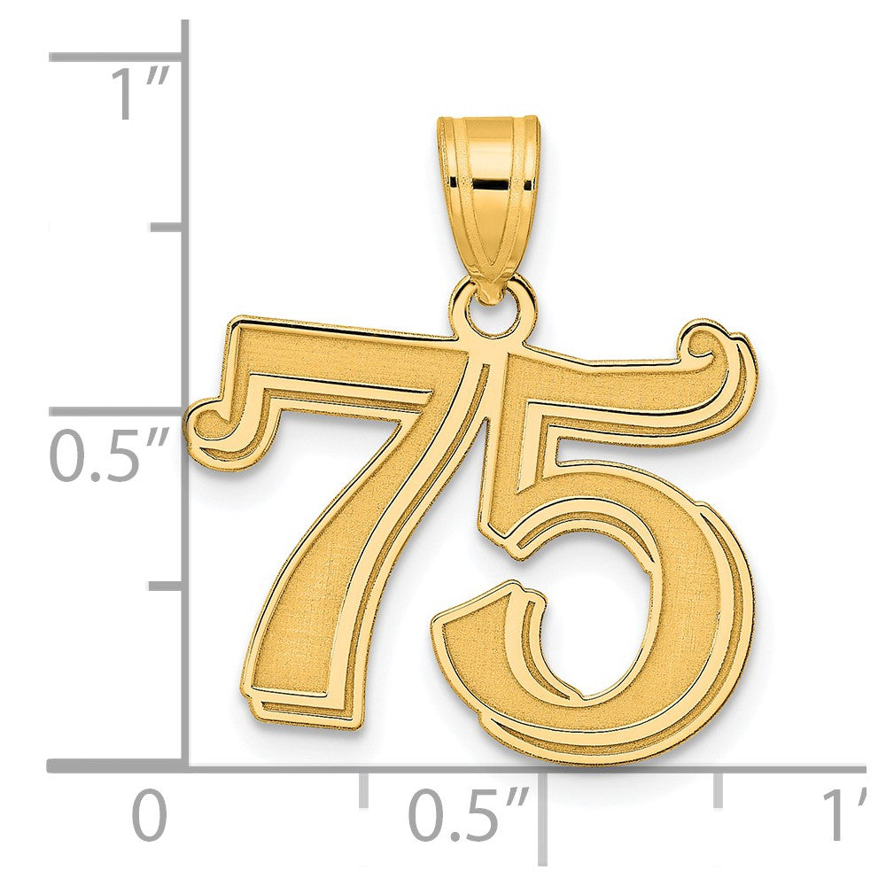 Charlie & Co Jewelry | 14k Polished Etched Number 75 Pendant - Model AEN75
