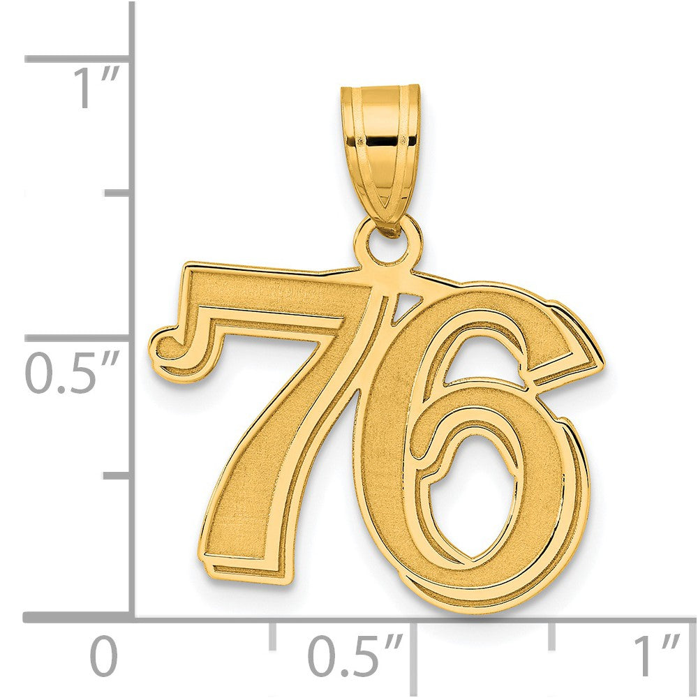 Charlie & Co Jewelry | 14k Polished Etched Number 76 Pendant - Model AEN76