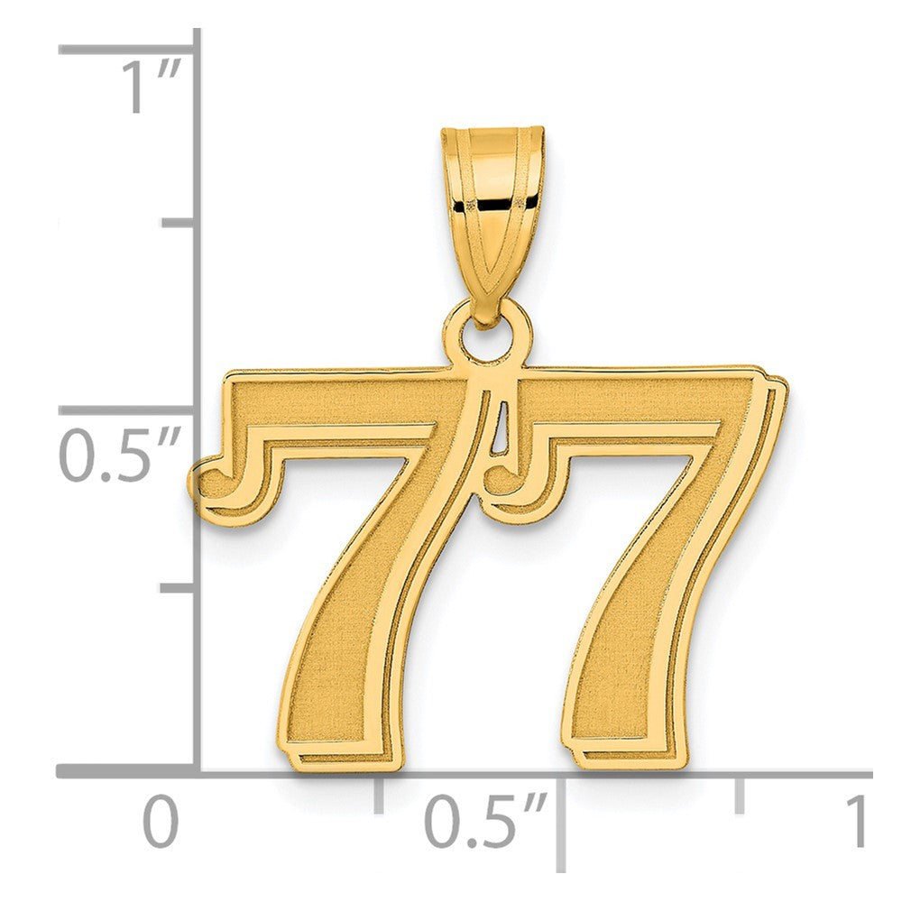 Charlie & Co Jewelry | 14k Polished Etched Number 77 Pendant - Model AEN77