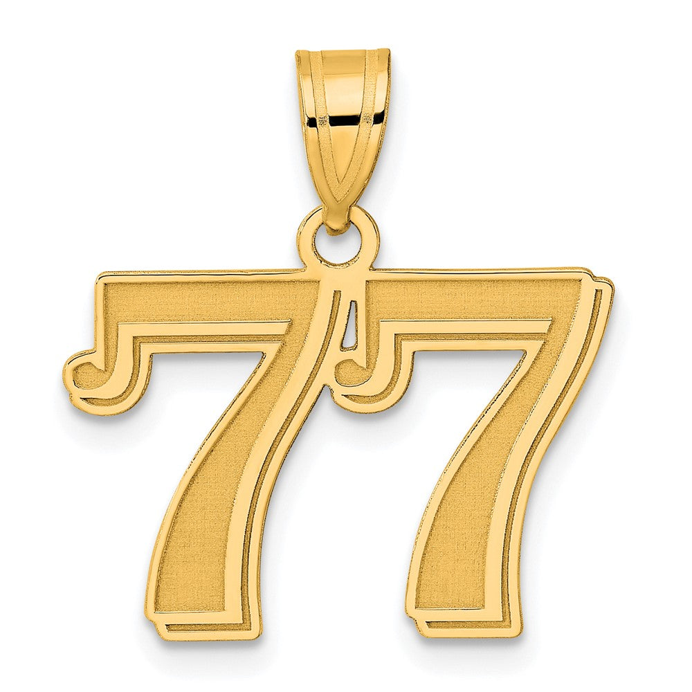Charlie & Co Jewelry | 14k Polished Etched Number 77 Pendant - Model AEN77