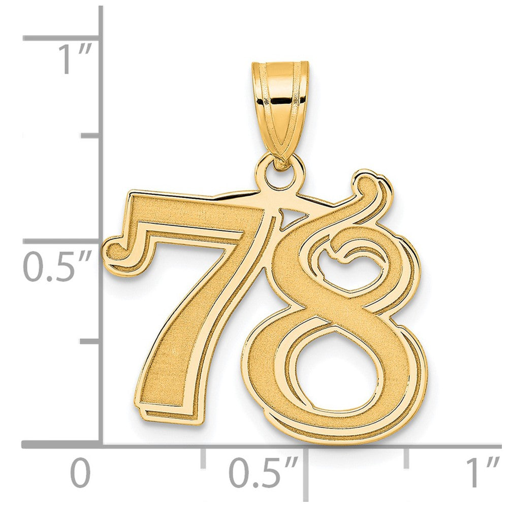 Charlie & Co Jewelry | 14k Polished Etched Number 78 Pendant - Model AEN78