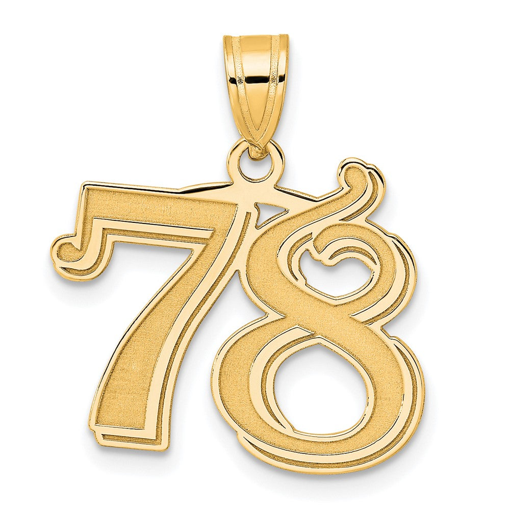 Charlie & Co Jewelry | 14k Polished Etched Number 78 Pendant - Model AEN78
